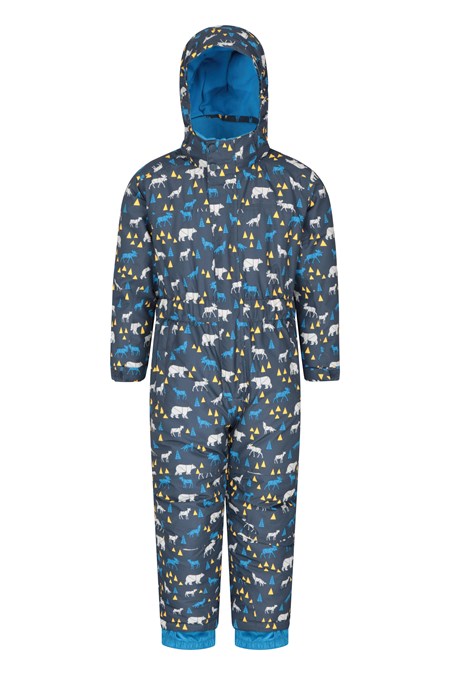 023179 CLOUD PRINTED KIDS WATERPROOF ALL IN ONE SNOWSUIT