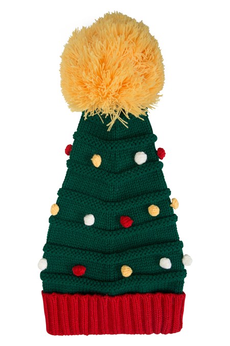 023524 CHRISTMAS TREE WOMENS POM BEANIE