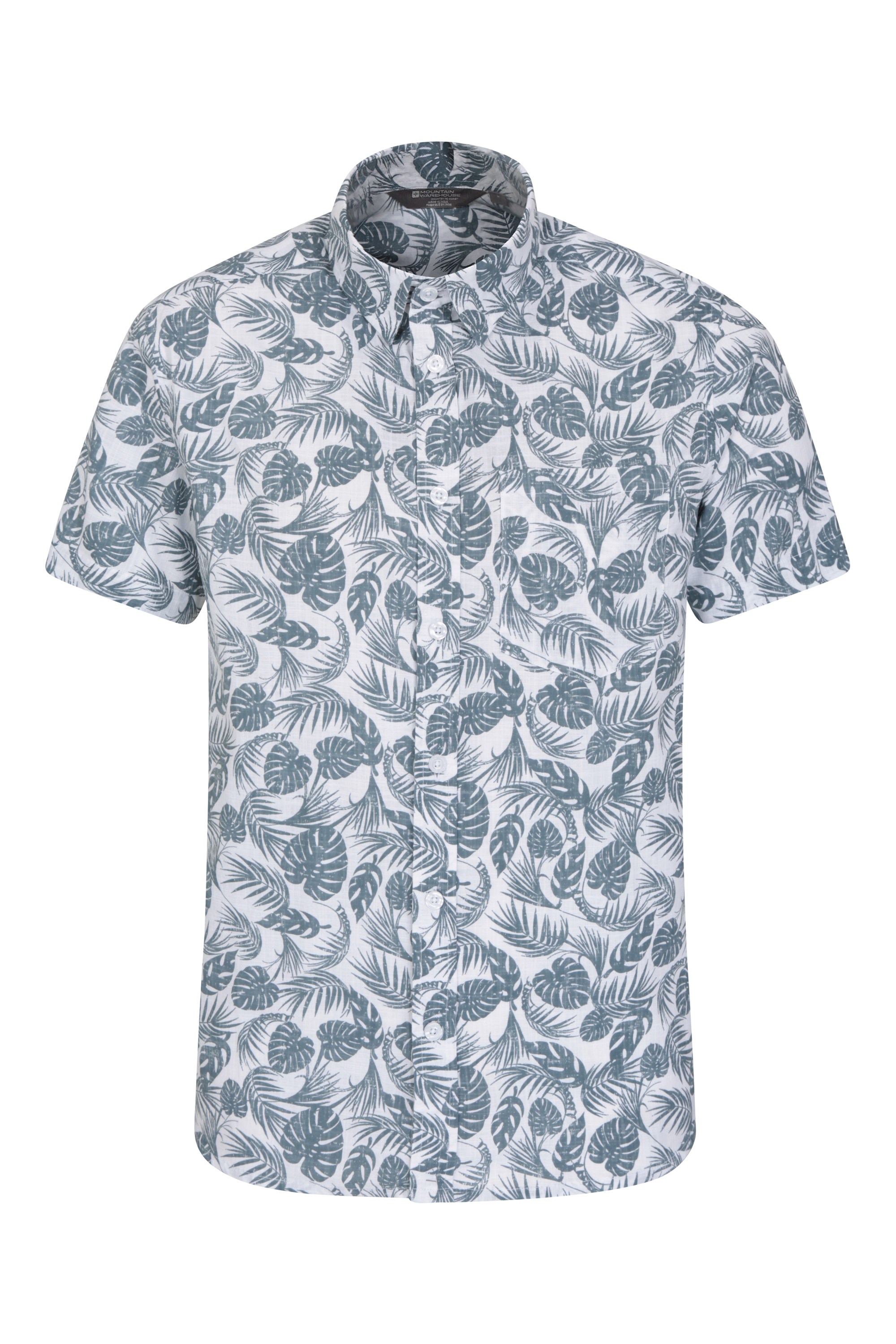 Tropical Printed Mens Short Sleeved Shirt - Teal