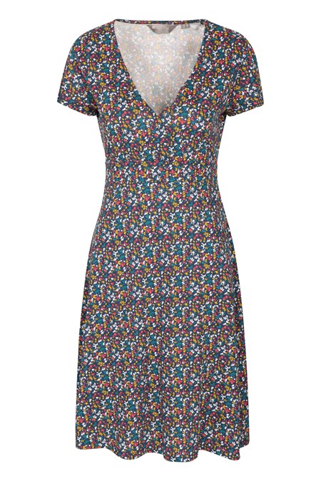 030076 ATHENS WRAP PATTERNED WOMENS UV PROTECTIVE JERSEY DRESS