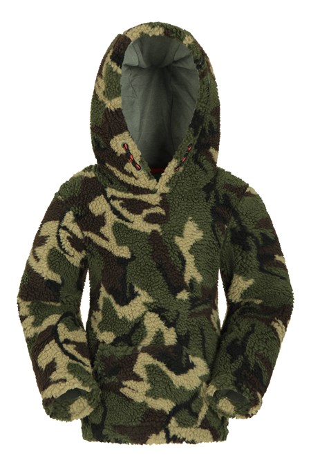 034035 PRESTON CAMO BORG FLEECE KIDS HOODY