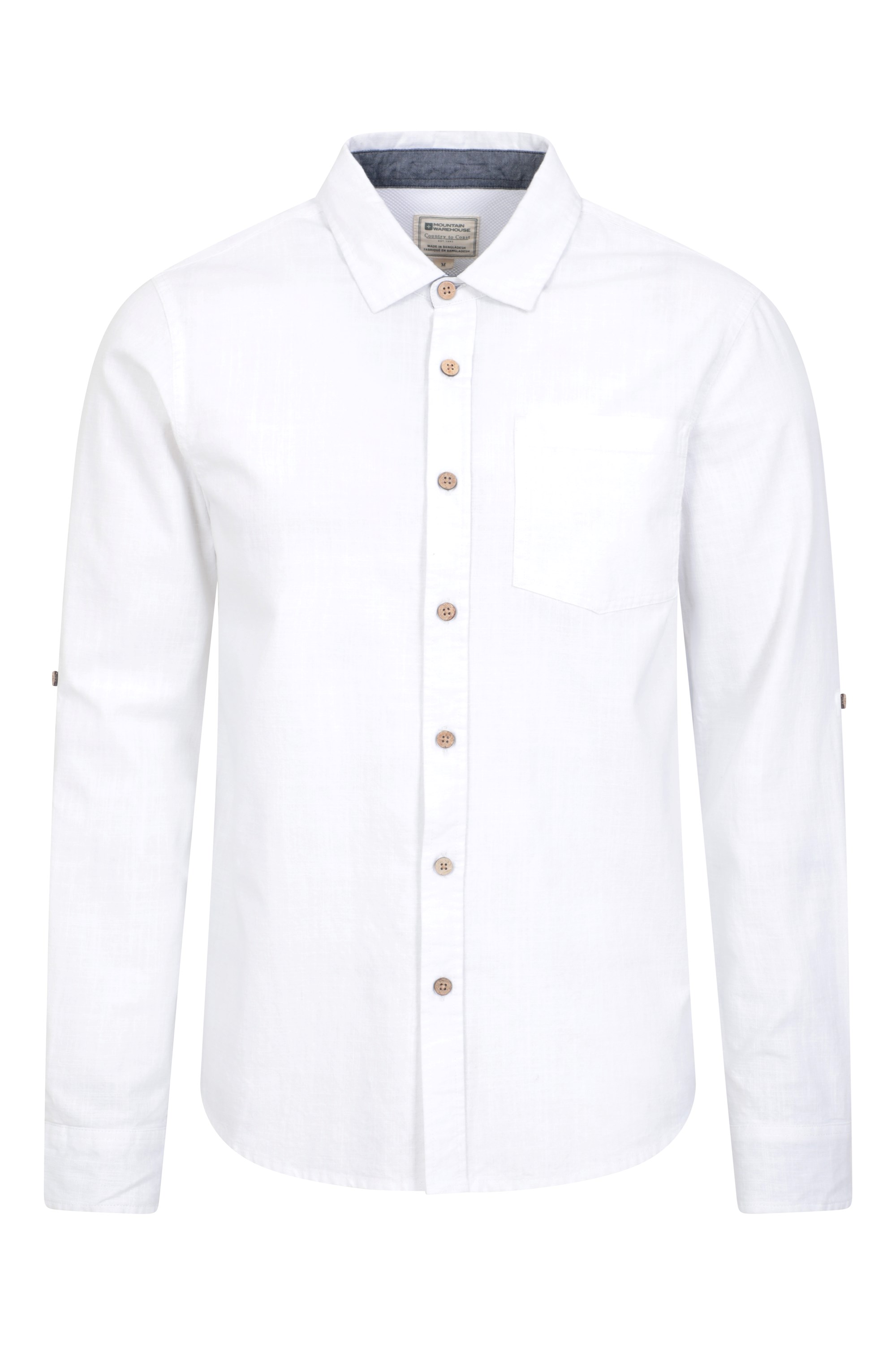 Coconut Textured Mens Long Sleeved Shirt - White