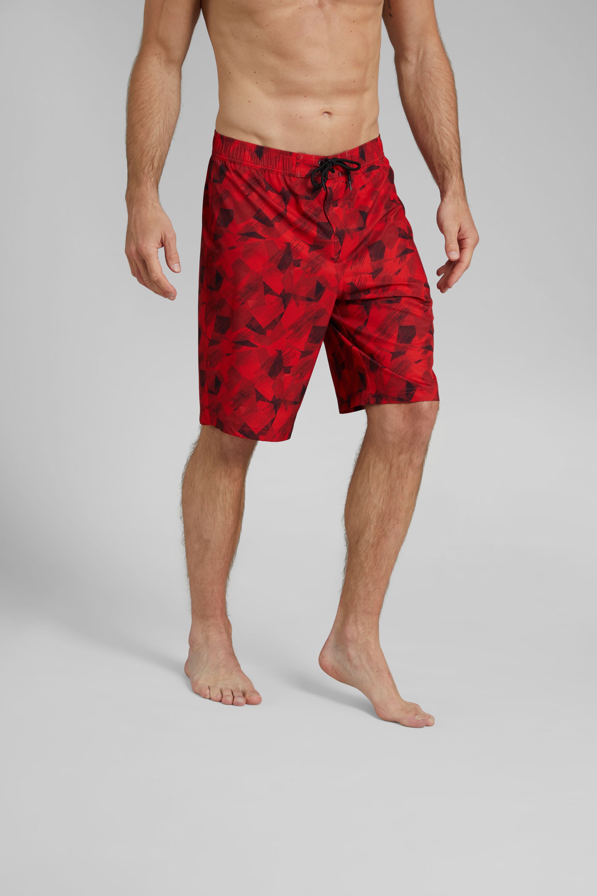 Printed Mens Swim Shorts - Red