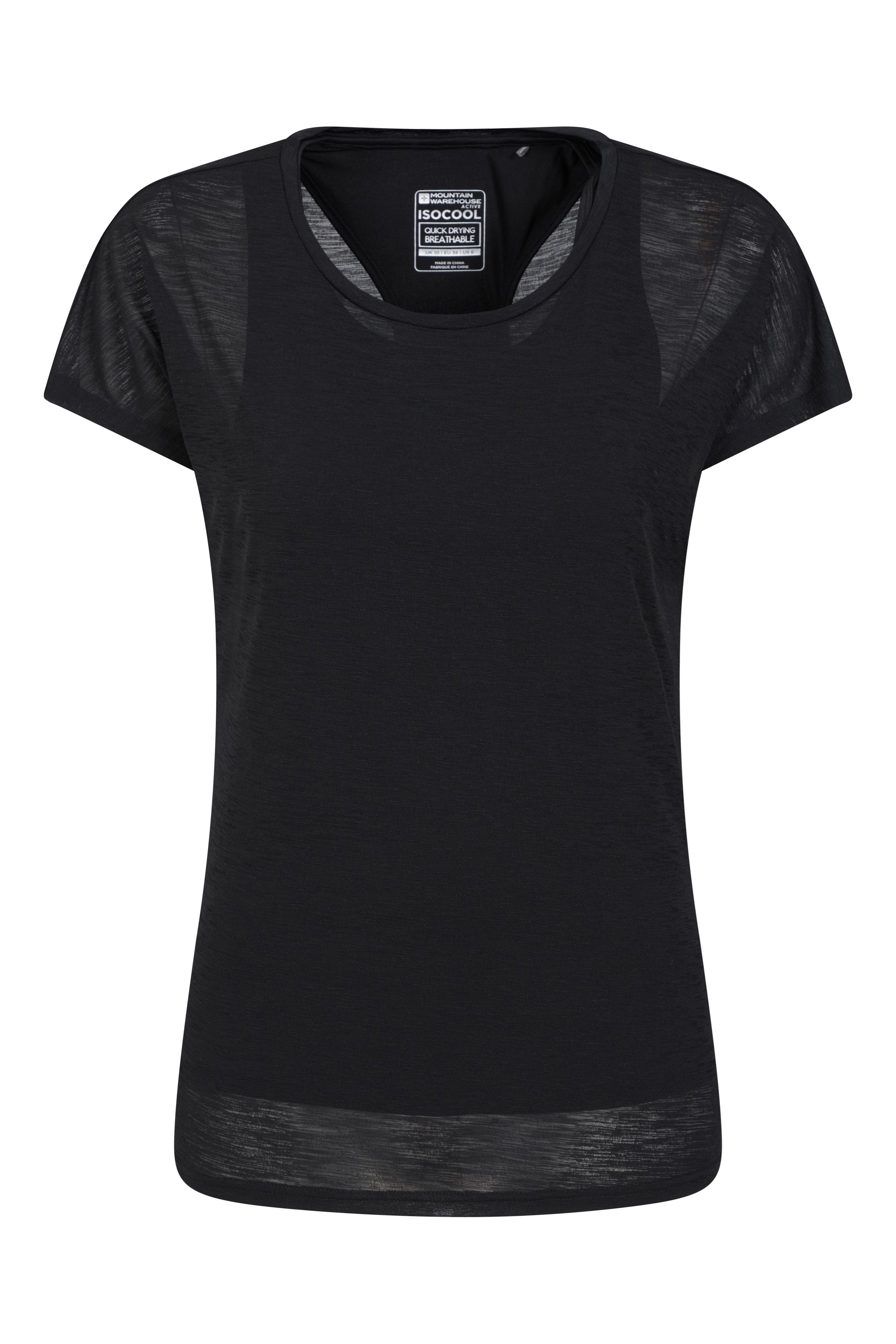 Double Layer Womens T-Shirt - Black