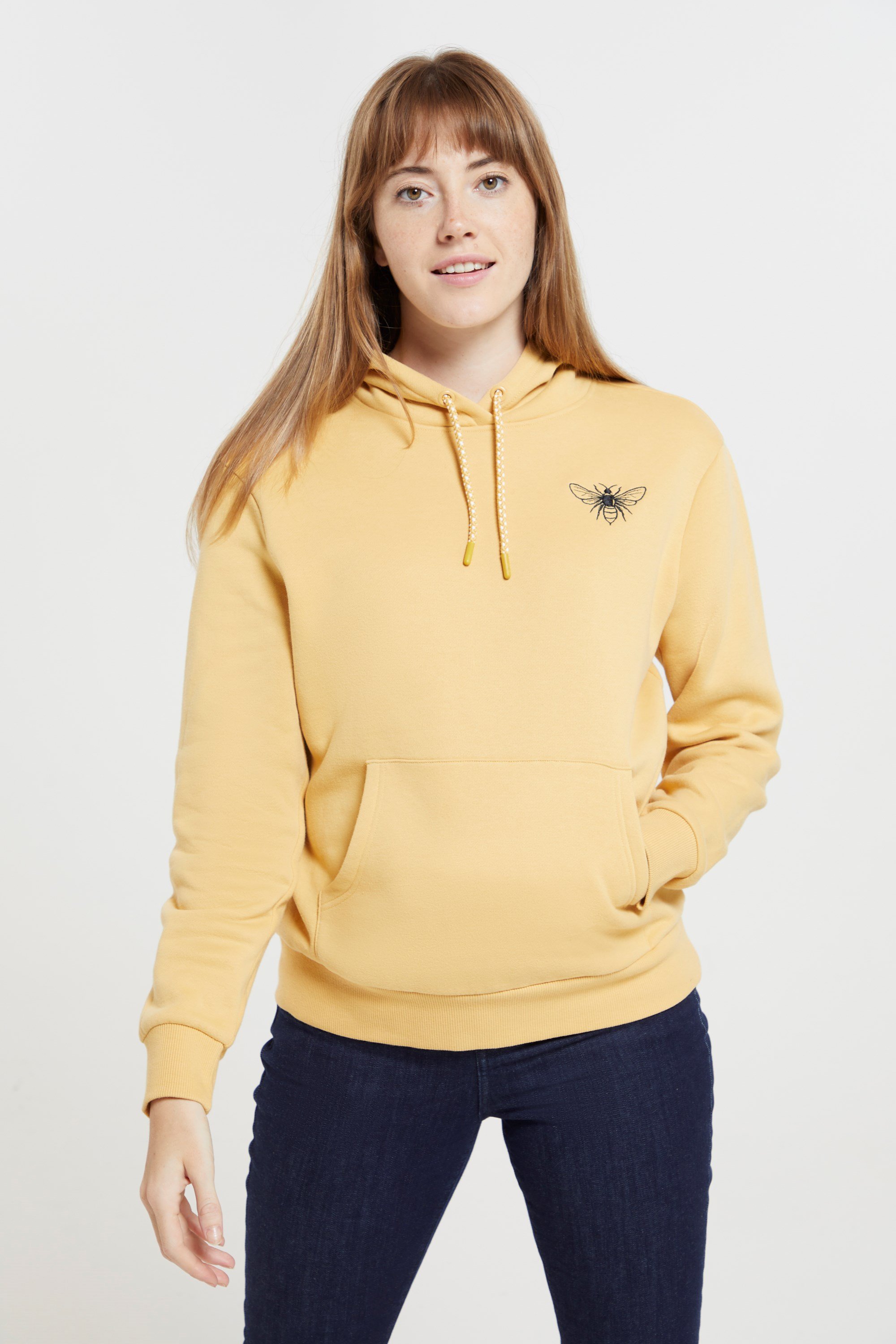 Womens Embroidered Bee Hoodie - Yellow
