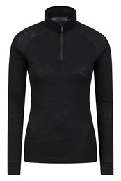 Merino Womens Zip-Neck Thermal Top II Black