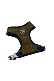 Dark Green Checked Tweed Dog Harness