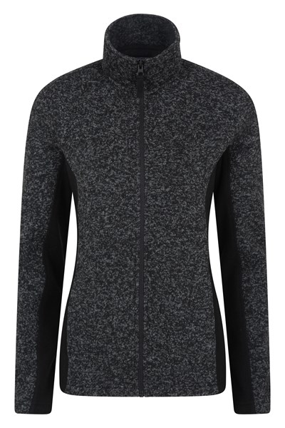 Idris Womens Panelled Full-Zip Fleece Jacket - Charcoal