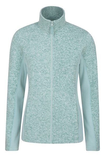 Idris Womens Panelled Full-Zip Fleece Jacket - Green