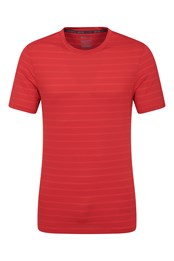 Trace Textured Mens Stripe T-Shirt Red