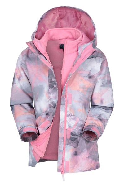 Aries Printed Waterproof Kids 3-in-1 Jacket - Pink