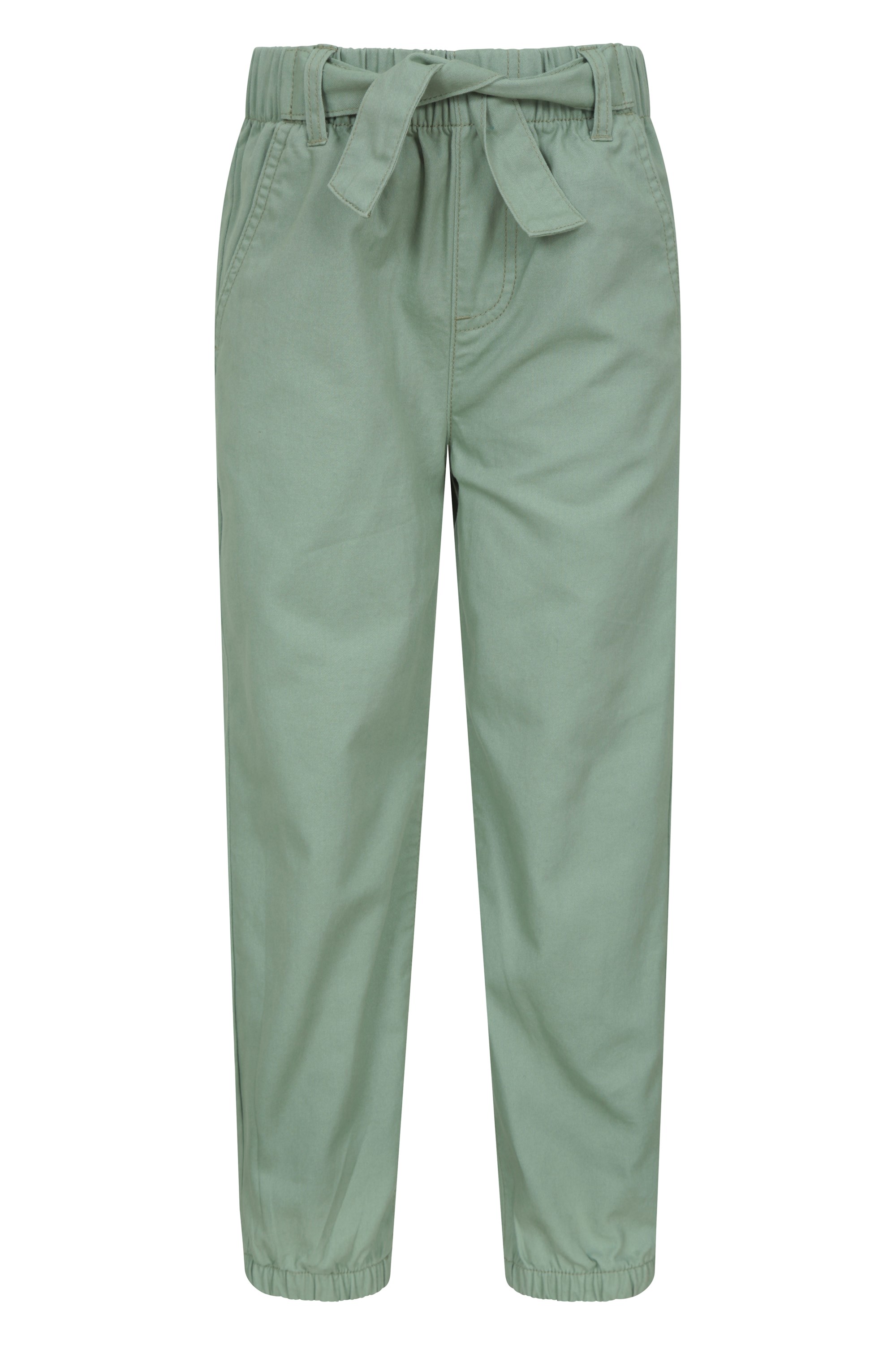 Kids Belted Organic Trousers - Green