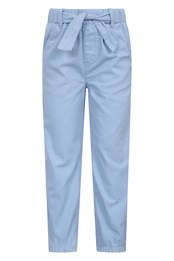 Kids Belted Organic Trousers Light Blue