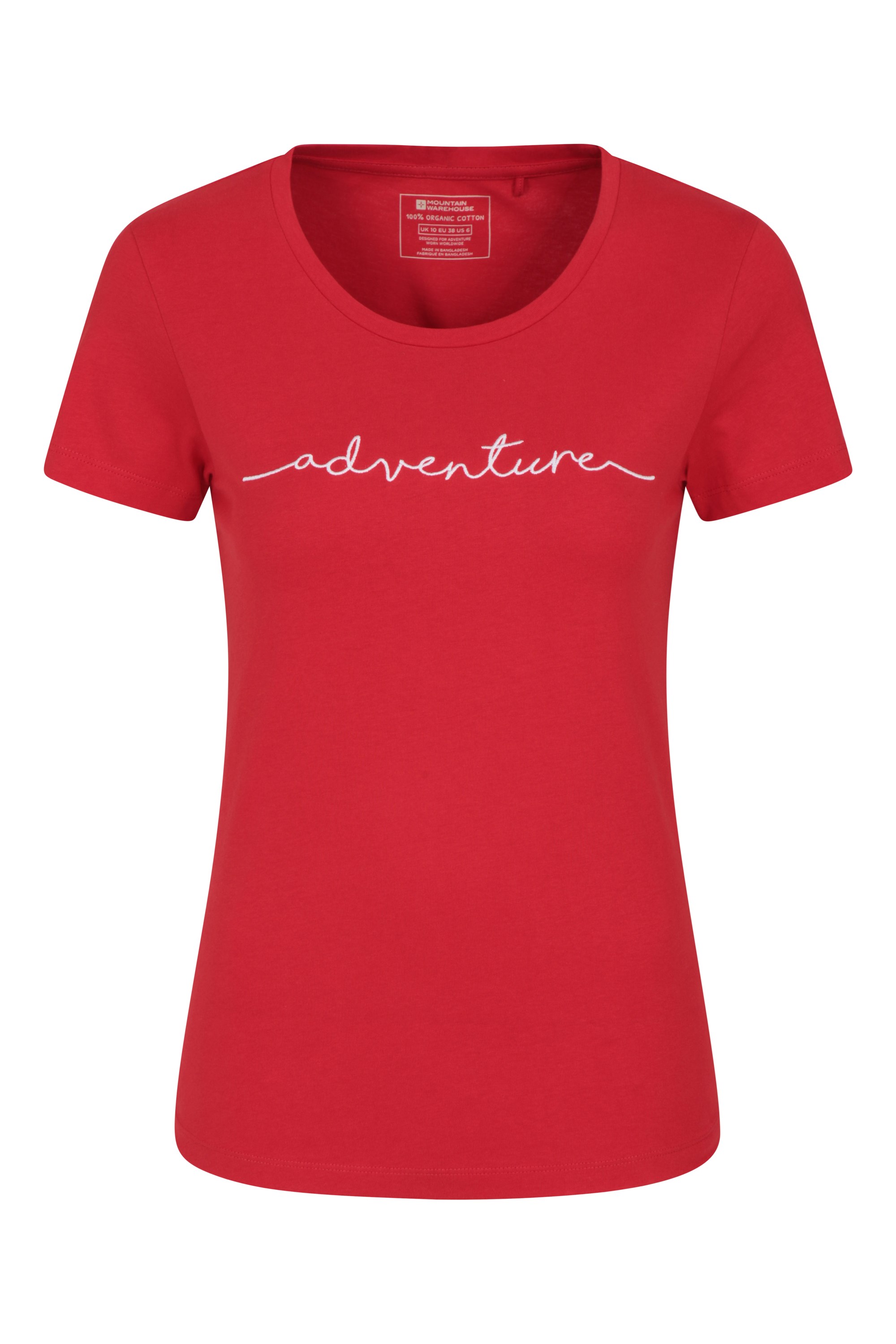 038333 ADVENTURE EMBROIDERED WOMENS TEE - Rouge