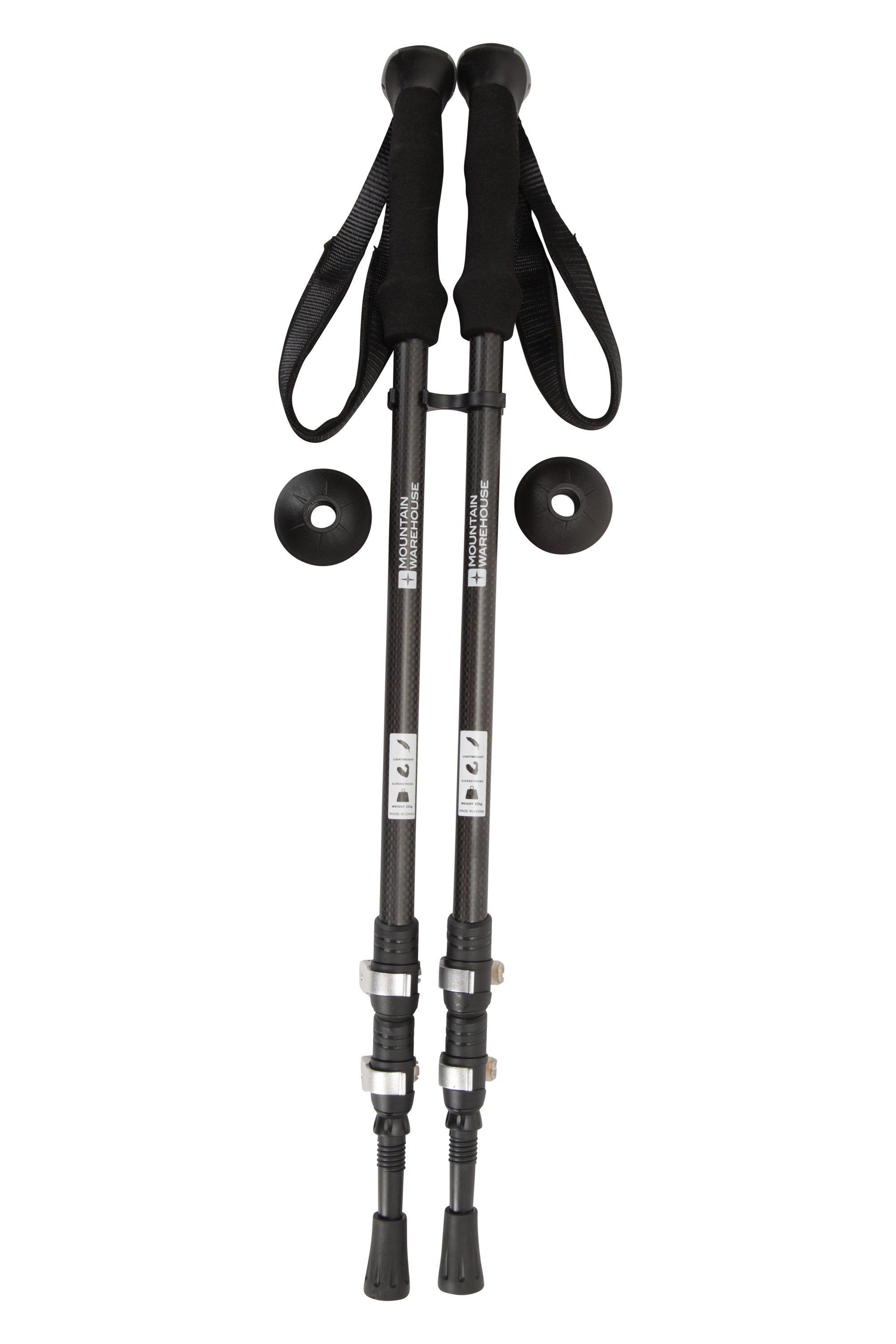 Mountain Warehouse Unisex Hiker Walking Pole in Black w/ Wrist Strap 64-135 cm 