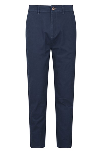 Woods Mens Organic Cotton Chino Trousers - Long Length - Navy