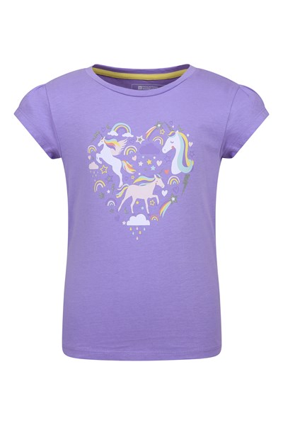 Unicorn Heart Kids Organic Cotton T-Shirt - Purple