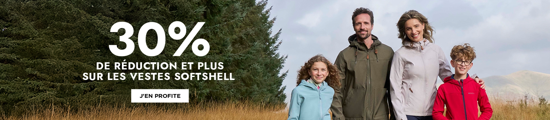 H1: 30% DE RÉDUCTION ET PLUS sur les Vestes Softshell
