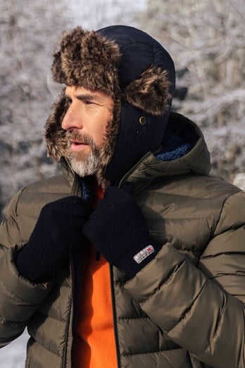 Mens Furry Trapper Hat Charcoal