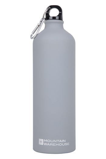 1L Matt Finish Water Bottle with Karabiner Grey