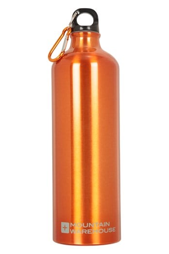 1L Metallic Water Bottle With Karabiner Orange