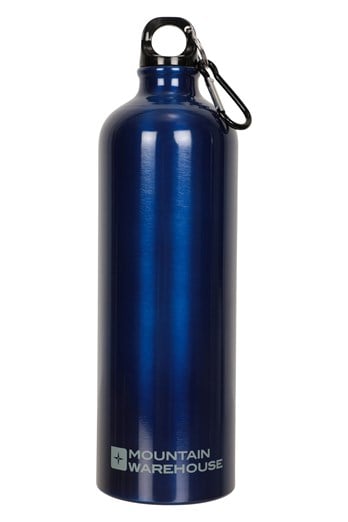 1L Metallic Water Bottle With Karabiner Petrol