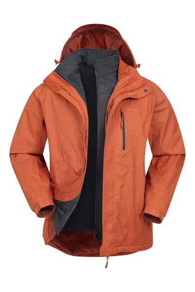 Bracken Extreme 3 in 1 Mens Waterproof Jacket - Orange