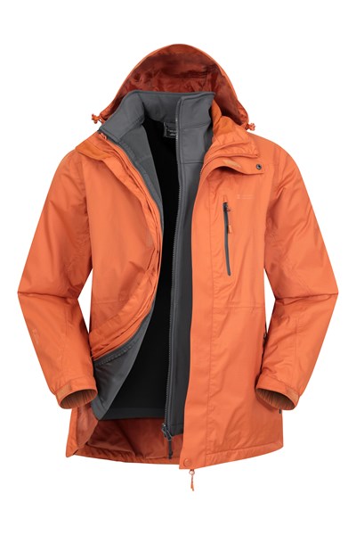 Bracken Extreme 3 in 1 Mens Waterproof Jacket - Orange