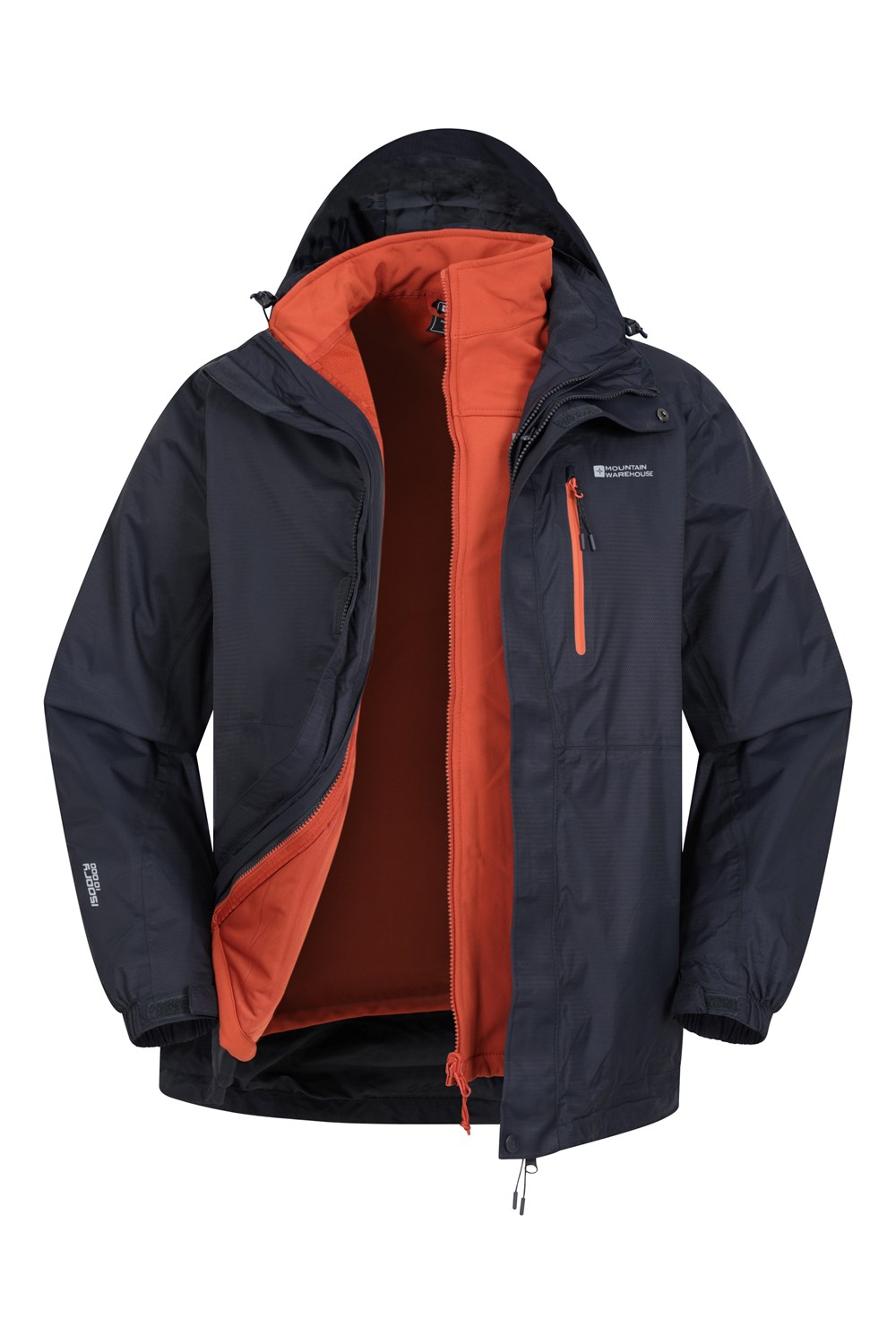 Mountain Warehouse Mens 3 in 1 Waterproof Jacket Rain Coat Softshell Inner - Picture 56 of 103