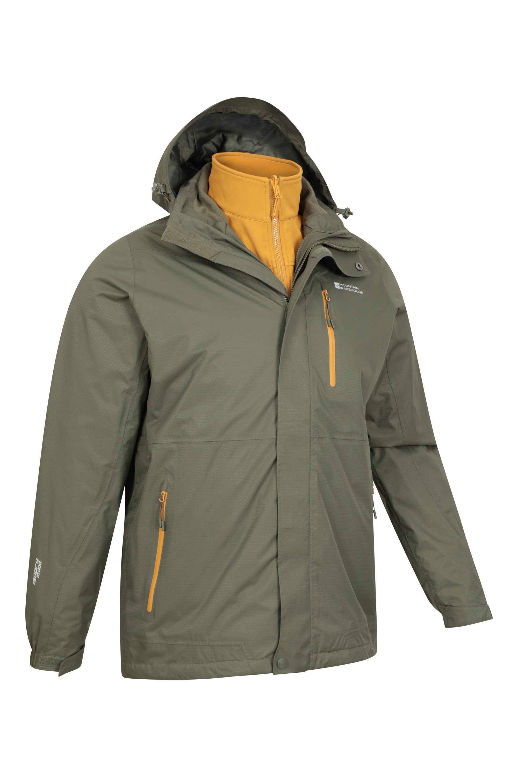 Mens Waterproof Jacket Raincoat Sportswear Skiing 3-in-1 Hooded Softshell Jackets 