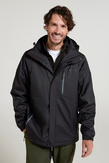 Bracken Extreme Mens 3 In 1 Waterproof Jacket Jet Black