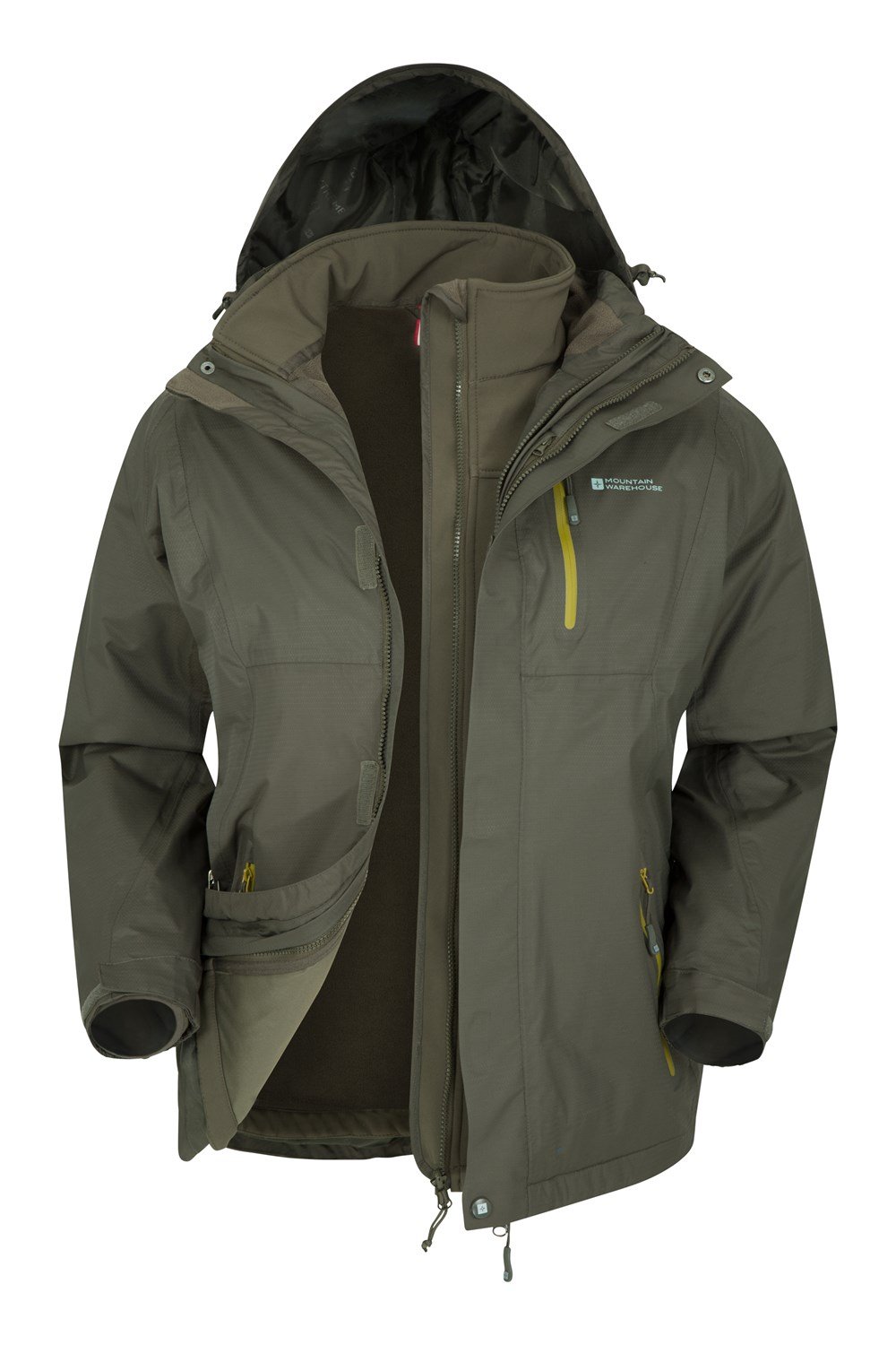 Mountain Warehouse Mens Bracken 3in1 Waterproof Outer and Detatchable ...