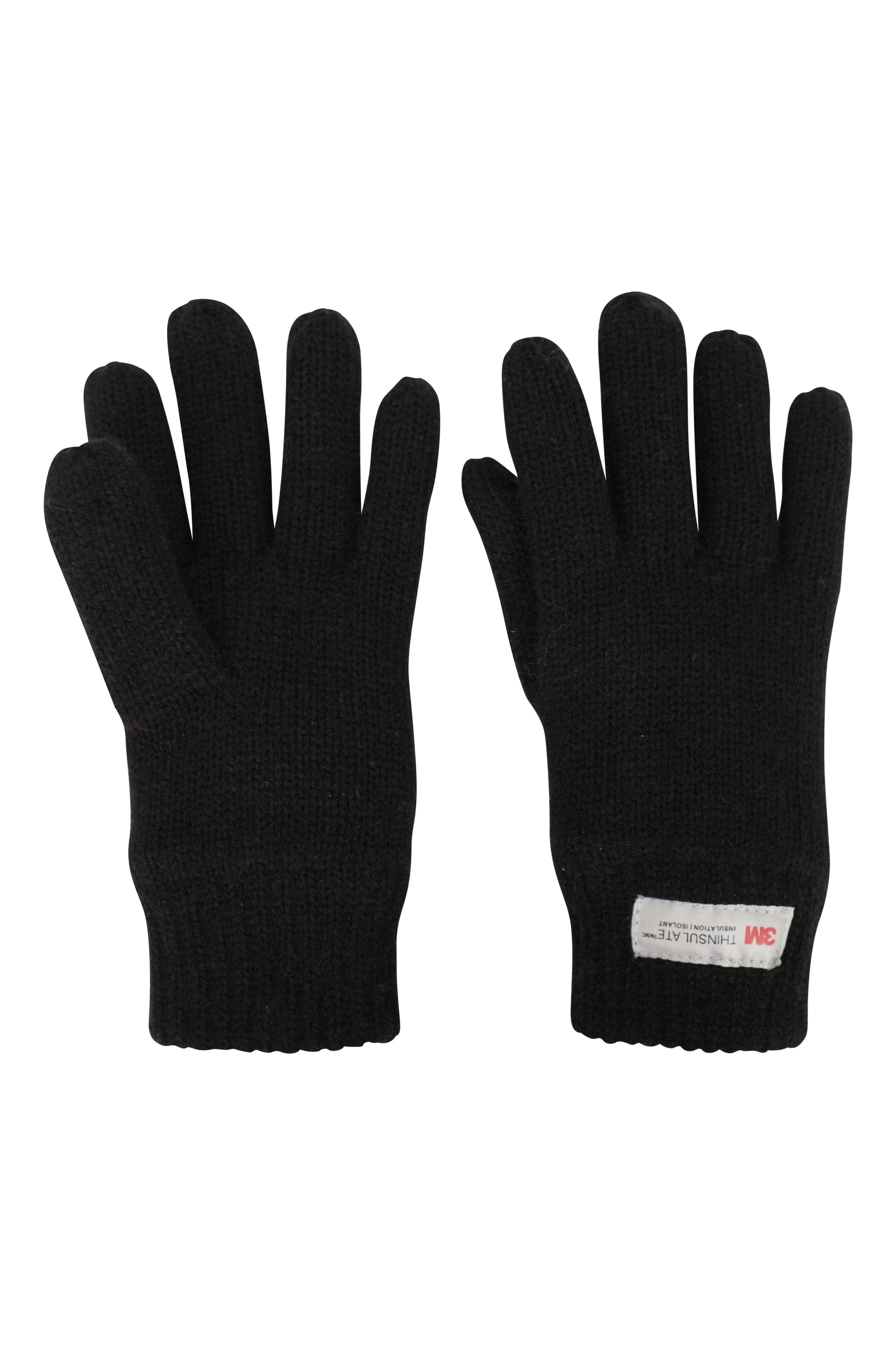 Kids Knitted Thinsulate Thermal Gloves - Black