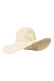Sombrero de ala ancha plegable para mujer Beis