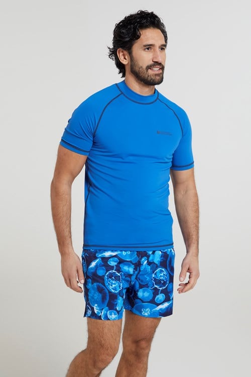 Camisetas de natación para hombre UPF 50+ de manga corta, protección solar,  secado rápido, para el agua, entrenamiento, correr, traje de baño
