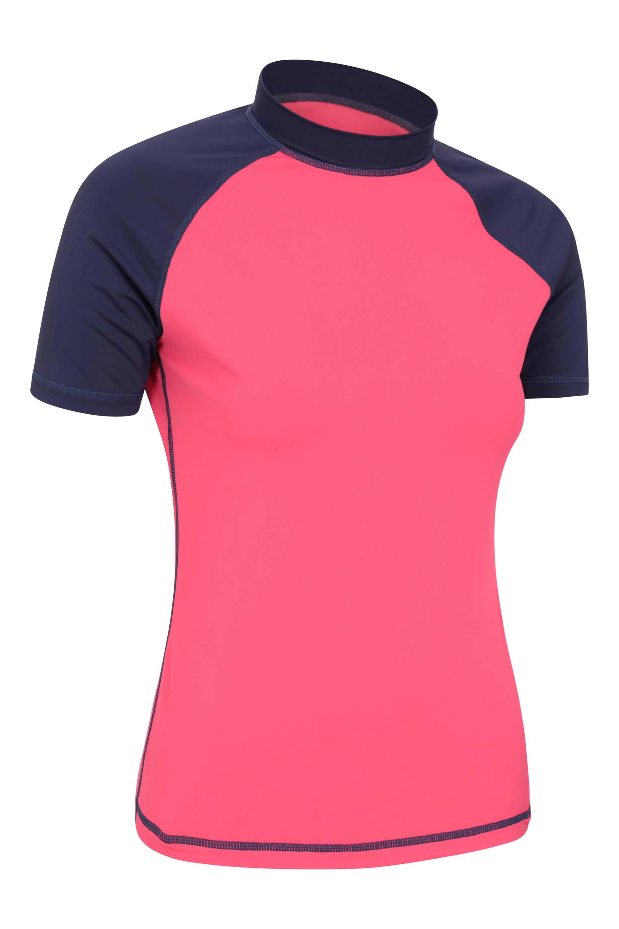 Quick Dry Outdoors or Under a Wetsuit for Swimming Flat Seams Summer Top Mountain Warehouse Womens Short Sleeve UV Rash Vest with Zip Neck UPF50+ Ladies Rash Guard 
