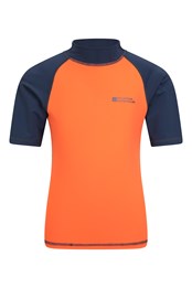 Kinder Kurzarm Badeshirt Dunkel-Orange