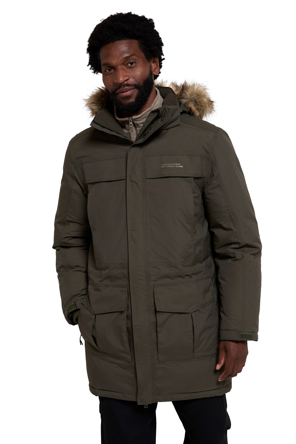 Mountain Warehouse Mens Waterproof Down Parka Jacket Winter Fur Hooded Rain Coat - Picture 38 of 58