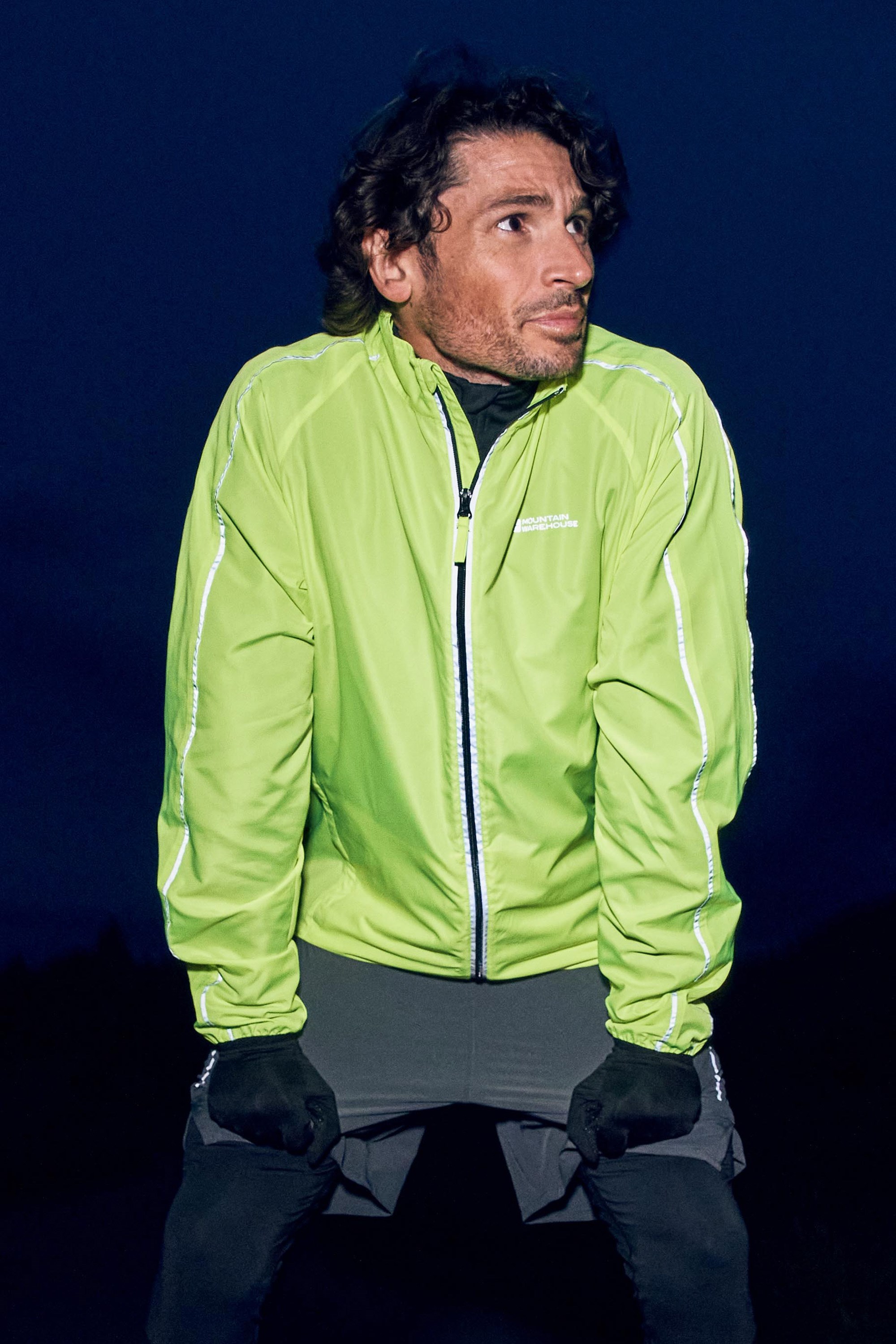 Force Mens Reflective Water-Resistant Running Jacket - Yellow