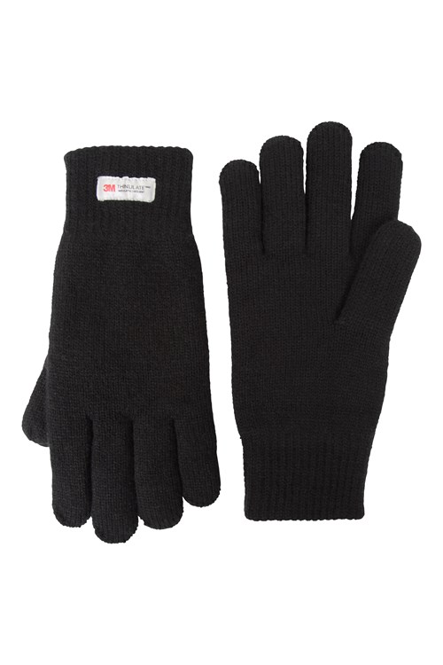 Mountain Warehouse Thinsulate Mens Knitted Gloves - Black | Size ONE