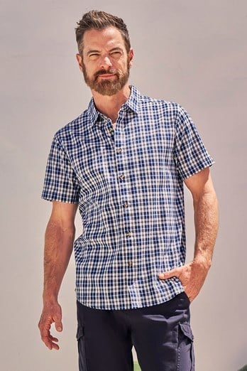 Weekender Mens Short Sleeve Shirt Dark Blue