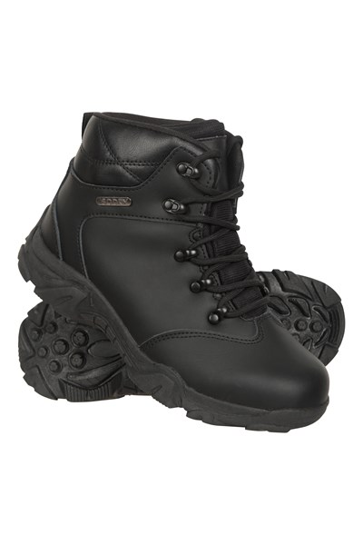 Canyon Kids Leather Waterproof Walking Boots - Black