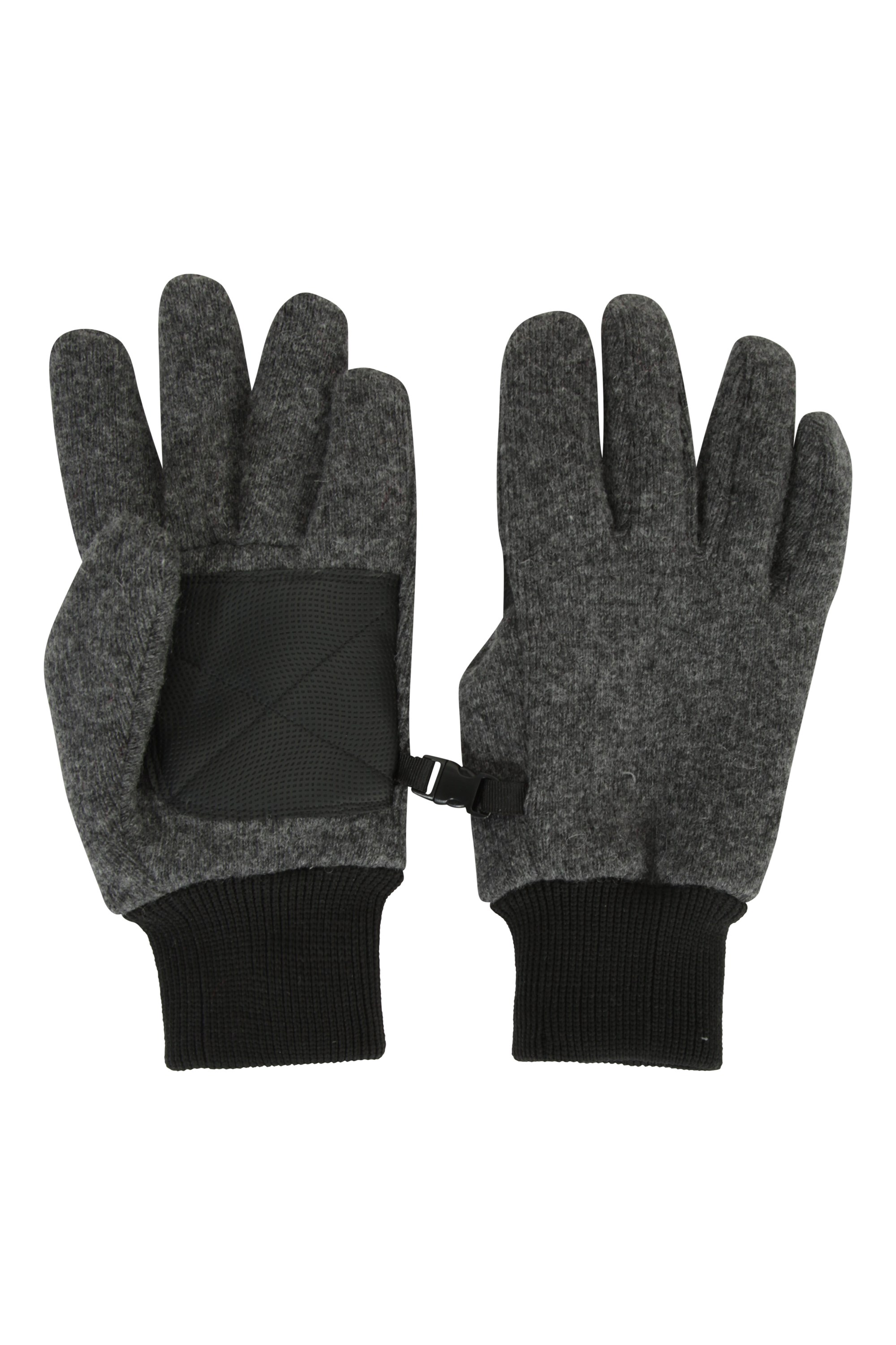 Mountain Warehouse Unisex Gloves in Black Knitted with Ribbed Cuffs in One Size 