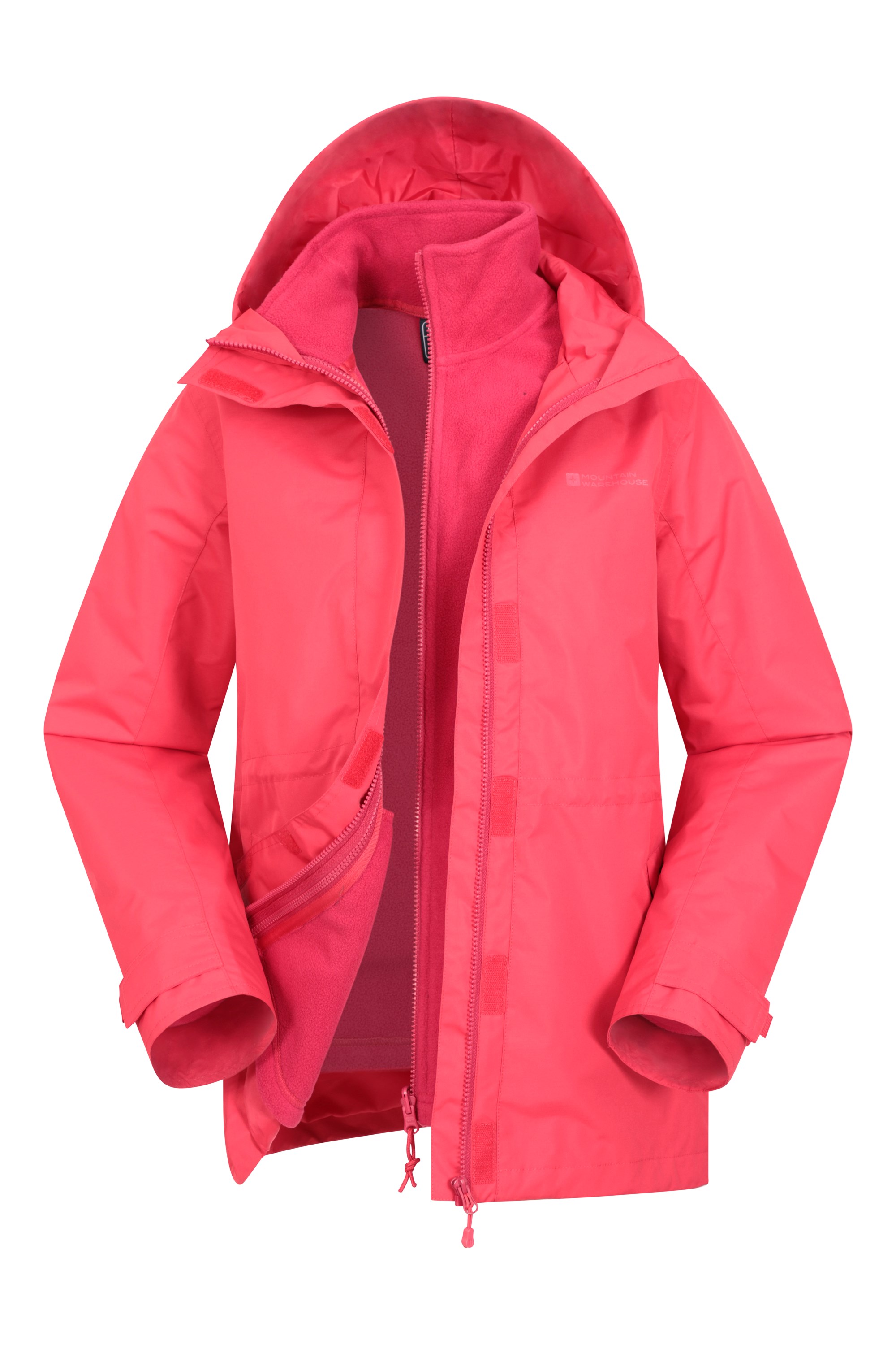 Womens 3 in 1 Mountaineering Jacket Two-pieces Windproof Coat Wear-resistant Fleece Rain Jacket for Autumn and Winter Warm Zip Pockets Jackets 