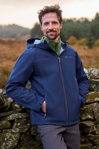 Exodus Mens Water-Resistant Softshell Jacket Blue