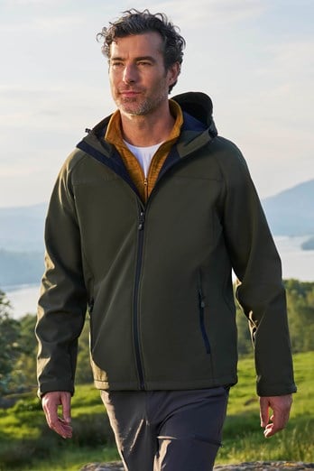 Exodus Mens Water-Resistant Softshell Jacket Dark Khaki