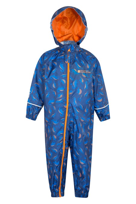 Dinosaur Splashsuit The Mountainlife Kid's Puddle Waterproof Rain Suit is a brilliant item for very young kids and is available for children from 6 months to 2 years old. The Kid's Puddle Waterproof Rain Suit is fully waterproof with taped seams to offer protection from the wet weather.