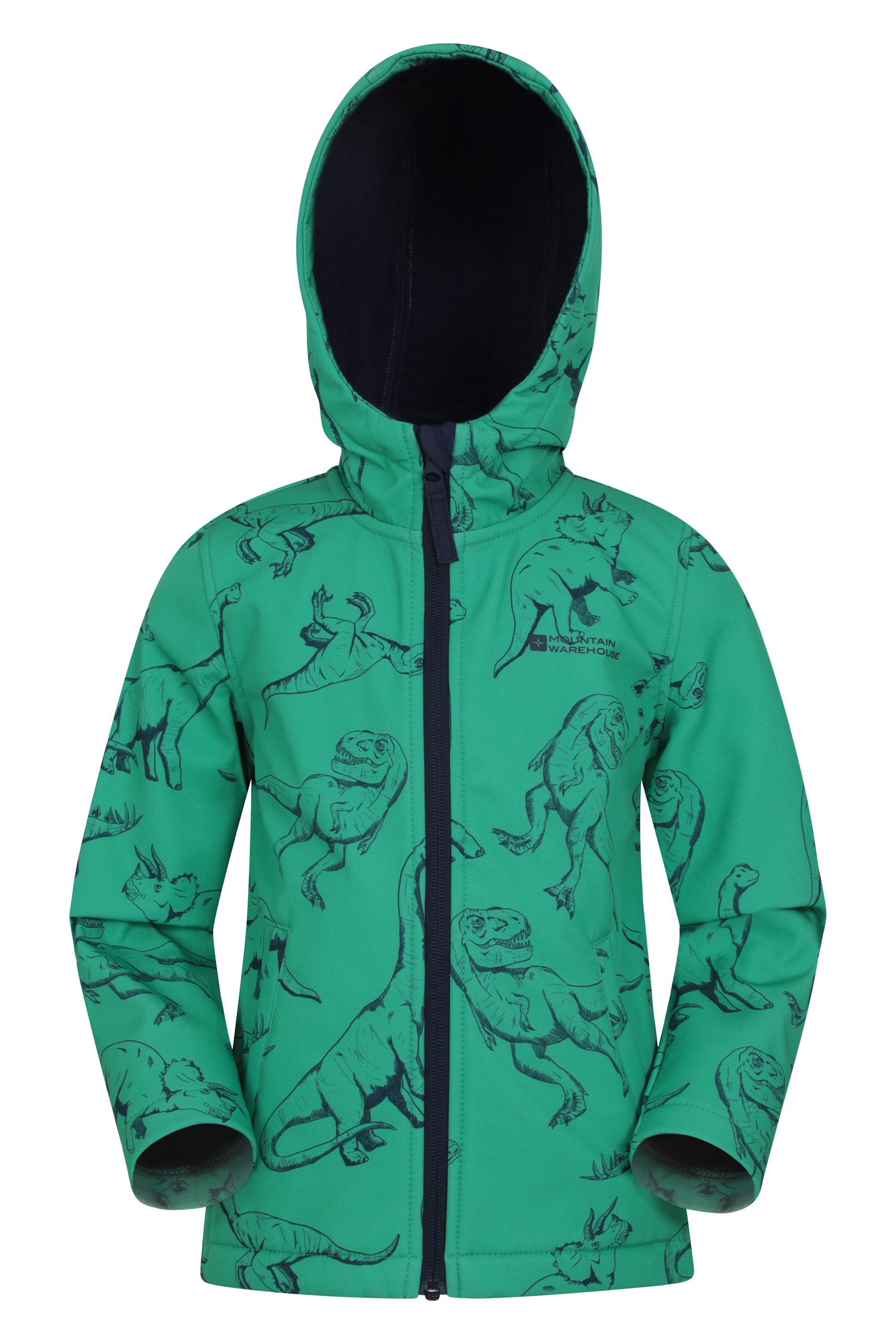 Water Resistant Rain Coat- for Cycling Kids Printed Softshell Jacket 2 Pockets Winter Coat Fleece Lined Hoodie Jacket Hiking & Walking 