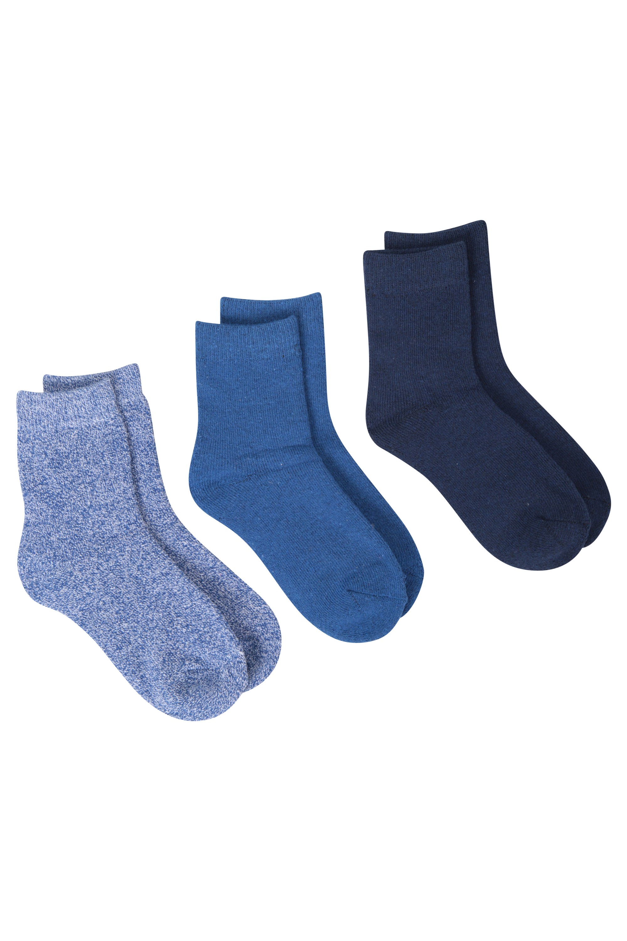 Outdoor Kids Mid-Calf Walking Socks 3-Pack - Blue