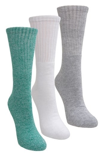 Outdoor Womens Mid-Calf Walking Socks 3-Pack Green